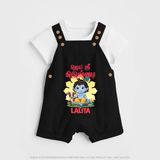 Jai Shri Krishna Dungaree Set | Custom Dungaree Set for Your Little Kanna - BLACK - 0 - 5 Months Old (Chest 18")