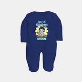 Jai Shri Krishna Sleep Suit/full sleeve body suit | Custom Sleep Suit/full sleeve body suit for Your Little Kanna - NAVY BLUE - New Born (Chest 7.5")