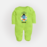 My First Mahashivratri Baby Fullbody Suit – Custom Name Shiv Design Fullbody Suit - LIME GREEN - New Born (Chest 7.5")