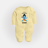 My First Mahashivratri Baby Fullbody Suit – Custom Name Shiv Design Fullbody Suit - PASTEL YELLOW - New Born (Chest 7.5")