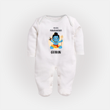 My First Mahashivratri Baby Fullbody Suit – Custom Name Shiv Design Fullbody Suit - WHITE - New Born (Chest 7.5")