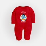 My First Mahashivratri Baby Fullbody Suit – Custom Name Shiv Design Fullbody Suit - RED - New Born (Chest 7.5")