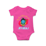 Personalized Mahashivratri Special Baby Romper – Shiv Inspired Name Print - HOT PINK - New Born (Chest 14")