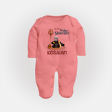 My First Mahashivratri Custom Name Baby Fullbody Suit - PEACH - New Born (Chest 7.5")