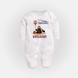 My First Mahashivratri Custom Name Baby Fullbody Suit - WHITE - New Born (Chest 7.5")