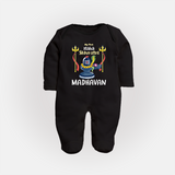 Mahashivratri Special Personalized Baby Fullbody Suit – Lord Shiva Theme with Name - BLACK - New Born (Chest 7.5")