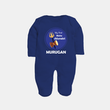 My First Mahashivratri Custom Name Baby Fullbody Suit – Festive Shiv Design - NAVY BLUE - New Born (Chest 7.5")