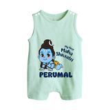 My First Mahashivratri Personalized Baby Romper Suit – Traditional Shiv Theme - MINT GREEN - 0 - 5 Months Old (Chest 18")