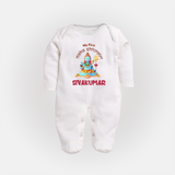 Little Shiva Collection – Personalized Mahashivratri Baby Fullbody Suit - WHITE - New Born (Chest 7.5")