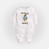Little Mahadev In Training Sleep Suit | Personalized Sleep Suit for Lord Shiva's Little One - WHITE - New Born (Chest 7.5")