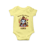 Shambo Shiva Shambo Romper | Custom Romper for Shiva Devotees - PASTEL YELLOW - New Born (Chest 14")