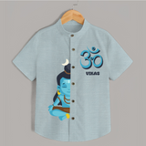 Om Shirt | Personalized Baby Shirt for Shiva Worship - ARCTIC BLUE - 0 - 6 Months Old (Chest 23")