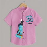 Om Shirt | Personalized Baby Shirt for Shiva Worship - BABY PINK - 0 - 6 Months Old (Chest 23")