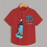 Om Shirt | Personalized Baby Shirt for Shiva Worship - RED - 0 - 6 Months Old (Chest 23")