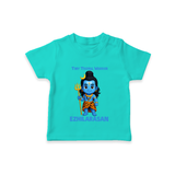 Tiny Trishul Warrior Kids T-Shirt – Shiva Theme Wear - TEAL - 0-5 Months Old (Chest 17")