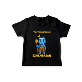 Tiny Trishul Warrior Kids T-Shirt – Shiva Theme Wear - BLACK - 0-5 Months Old (Chest 17")
