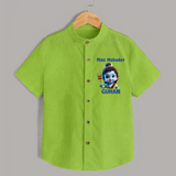 Mini Mahadev Personalized Kids Shirt – Shiva Theme Wear - LIME GREEN - 0 - 6 Months Old (Chest 23")