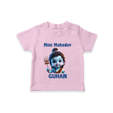 Mini Mahadev Personalized Kids T-Shirt – Shiva Theme Wear - BABY PINK - 0-5 Months Old (Chest 17")