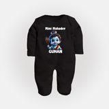 Mini Mahadev Personalized Kids Fullbody Suit – Shiva Theme Wear - BLACK - New Born (Chest 7.5")