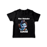 Mini Mahadev Personalized Kids T-Shirt – Shiva Theme Wear - BLACK - 0-5 Months Old (Chest 17")