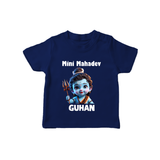 Mini Mahadev Personalized Kids T-Shirt – Shiva Theme Wear - NAVY BLUE - 0-5 Months Old (Chest 17")