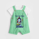Little Shiv Bhakt Kids Dungaree – Personalized Devotional Wear - GREEN - 0 - 5 Months Old (Chest 18")