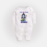 Little Shiv Bhakt Kids Fullbody Suit – Personalized Devotional Wear - WHITE - New Born (Chest 7.5")
