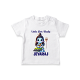 Little Shiv Bhakt Kids T-Shirt – Personalized Devotional Wear - WHITE - 0-5 Months Old (Chest 17")