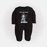 Little Shiv Bhakt Kids Fullbody Suit – Personalized Devotional Wear - BLACK - New Born (Chest 7.5")