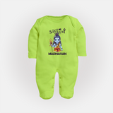 Maha Shivratri Kids Fullbody Suit – Shiva Festival Special - LIME GREEN - New Born (Chest 7.5")