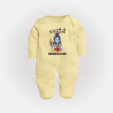 Maha Shivratri Kids Fullbody Suit – Shiva Festival Special - PASTEL YELLOW - New Born (Chest 7.5")