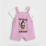 Little Mahadev in Training Kids Dungaree – Personalized Shiva Theme - BABY PINK - 0 - 5 Months Old (Chest 18")