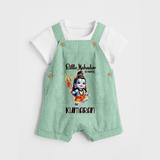 Little Mahadev in Training Kids Dungaree – Personalized Shiva Theme - MINT GREEN - 0 - 5 Months Old (Chest 18")