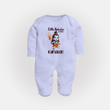 Little Mahadev in Training Kids Fullbody Suit – Personalized Shiva Theme - BABY BLUE - New Born (Chest 7.5")