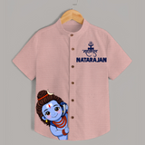 Maha Shivratri Kids Shirt – Name Customized Devotional Wear - PEACH - 0 - 6 Months Old (Chest 23")