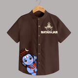 Maha Shivratri Kids Shirt – Name Customized Devotional Wear - CHOCOLATE BROWN - 0 - 6 Months Old (Chest 23")