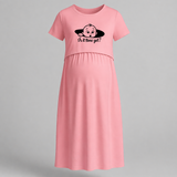 Is It Time Yet? Cute Pregnancy Feeding Maxi Dress - PEACH - Extra Small (Chest 32")