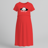 Is It Time Yet? Cute Pregnancy Feeding Maxi Dress - RED - Extra Small (Chest 32")