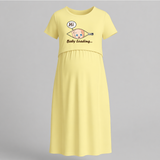 Baby Loading Printed Feeding-Friendly Maternity Maxi - PASTEL YELLOW - Extra Small (Chest 32")