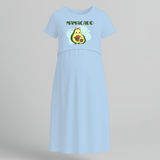 Mamacado Cute Printed Pregnancy Maxi Dress - BABY BLUE - Extra Small (Chest 32")