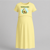 Mamacado Cute Printed Pregnancy Maxi Dress - PASTEL YELLOW - Extra Small (Chest 32")