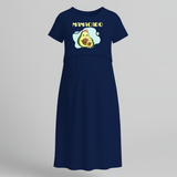 Mamacado Cute Printed Pregnancy Maxi Dress - NAVY BLUE - Extra Small (Chest 32")