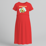 Mamacado Cute Printed Pregnancy Maxi Dress - RED - Extra Small (Chest 32")