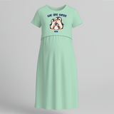 We Are Three Now Unicorn Printed Maternity Maxi - MINT GREEN - Extra Small (Chest 32")