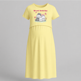 We Are Three Now Hippo Family Pregnancy Maxi - PASTEL YELLOW - Extra Small (Chest 32")