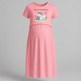 We Are Three Now Hippo Family Pregnancy Maxi - PEACH - Extra Small (Chest 32")