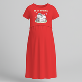 We Are Three Now Hippo Family Pregnancy Maxi - RED - Extra Small (Chest 32")