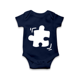 Autism Puzzle Piece Awareness Baby Romper - NAVY BLUE - New Born (Chest 14")