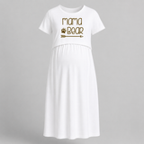 Mama Bear Printed Pregnancy Maxi Dress - WHITE - Extra Small (Chest 32")