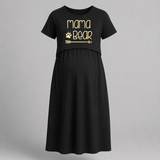 Mama Bear Printed Pregnancy Maxi Dress - BLACK - Extra Small (Chest 32")